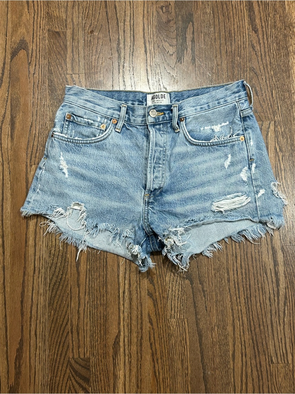 AGOLDE Parker Distressed Cutoff Denim Shorts Raw Hem Size 26